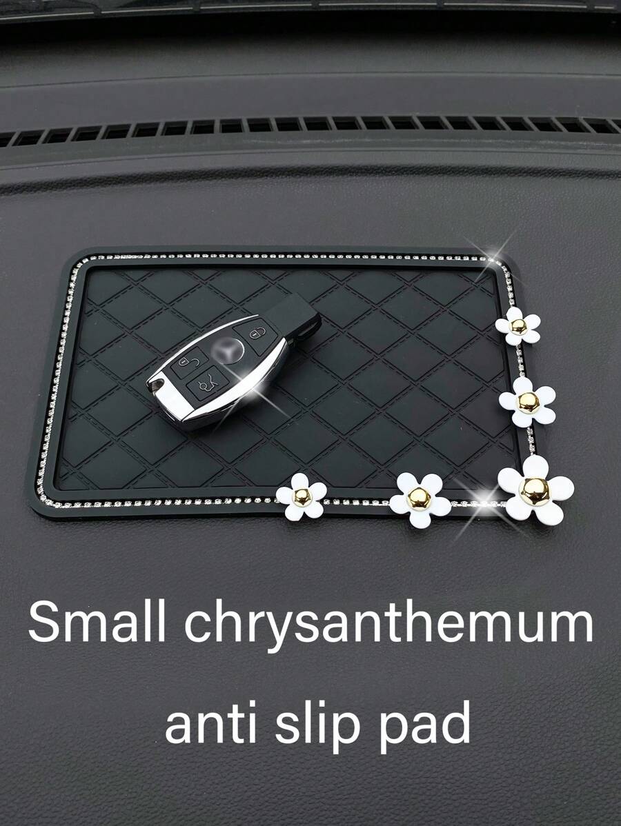 Rhinestone & Flower Decor Car Anti-slip Mat - Black - View 1
