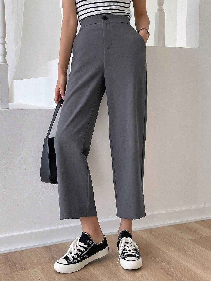 DAZY Casual Solid Color 3/4 Length Pants Women Dress Pants