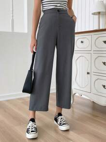 DAZY Casual Solid Color 3/4 Length Pants Women Dress Pants