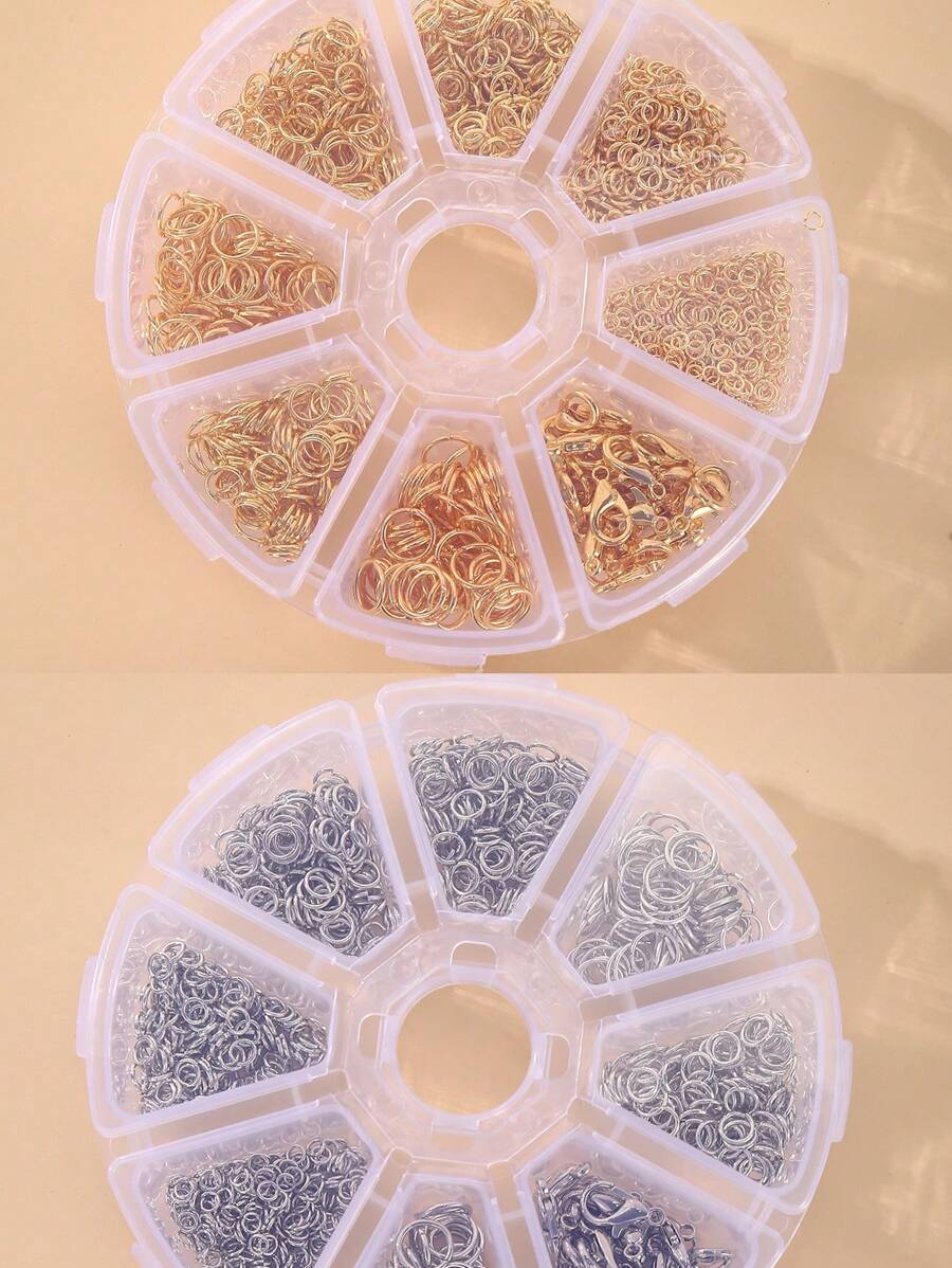 1盒時尚龍蝦扣和跳環和開口環適合女士DIY首飾製作 - 金色 - 查看 1