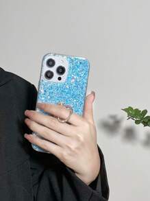 Sequin Decor Anti-fall Phone Case With Ring Holder