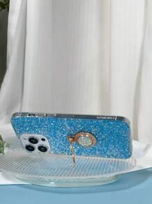 Sequin Decor Anti-fall Phone Case With Ring Holder
