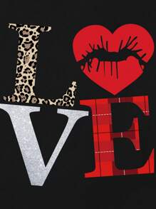 INAWLY 愛心和字母圖案T恤