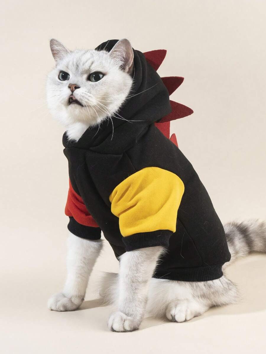 PETSIN 1pc Dinosaur Design Pet Hoodie For Dog And Cat For Cold Weather - Multicolor - View 1