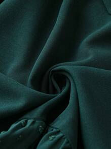 SHEIN LUNE Plus Swiss Dot Belted Ruffle Hem Dress - Green - View 5