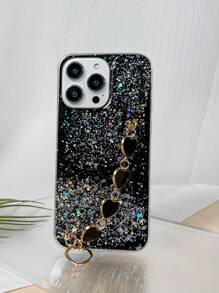 Sequin Decor Anti-fall Phone Case With Hand Strap