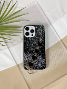 Sequin Decor Anti-fall Phone Case With Hand Strap