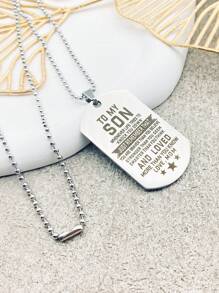 1 vòng cổ mặt dây chuyền bằng thép không gỉ hợp thời trang có khắc hình con trai tôi yêu mẹ và hình ngôi sao dành cho nam giới, hoàn hảo cho sinh nhật hoặc đeo hàng ngày - Bạc - Xem 3