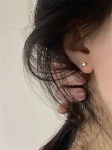 1對時尚方晶鋯石裝飾耳釘適合女士日常裝飾 - 綠色 - 查看 6