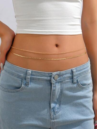 1入組時尚極簡多層腰鏈適合女士日常裝飾