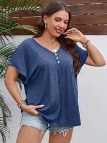 SHEIN LUNE Plus Batwing Sleeve Tee