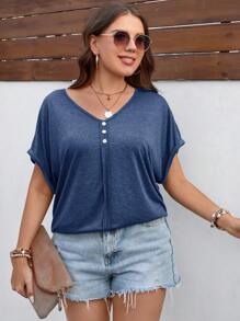 SHEIN LUNE Plus Batwing Sleeve Tee