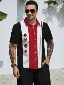 Manfinity 男士撲克牌圖案撞色襯衫 - 彩色 - 查看 4