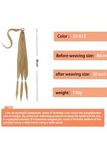 超長馬尾合成纖維接髮 - 棕色 - 查看 4