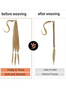 超長馬尾合成纖維接髮 - 棕色 - 查看 5