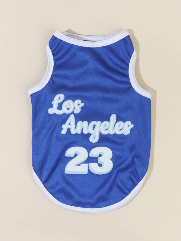 PETSIN 1pc Letter Graphic Pet Tank For Dog And Cat For Summer