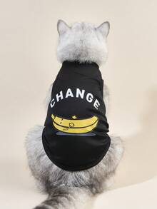 PETSIN 1入組香蕉印花寵物背心適用於狗狗和貓適合夏天 - 彩色 - 查看 2