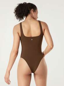 GLOWMODE FeatherFit™ Square Neck Bodysuit - Brown - View 2