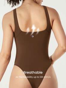 GLOWMODE FeatherFit™ Square Neck Bodysuit - Brown - View 8