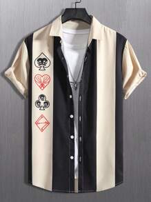 Manfinity Men Playing Card Print Shirt Without Tee - Khaki - View 1