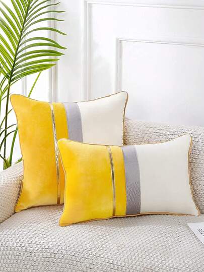 1pc Color Block Cushion Cover Without Filler, Modern Strip Decor Decorative Cushion Cover For Bed, Sofa