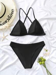 SHEIN Swim Bañador bikini triángulo unicolor