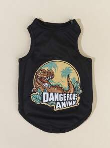PETSIN 1入組恐龍印花寵物背心適用於狗狗和貓適合夏天
