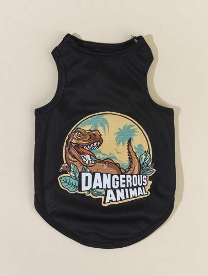 PETSIN 1pc Dinosaur Print Pet Tank For Dog And Cat For Summer