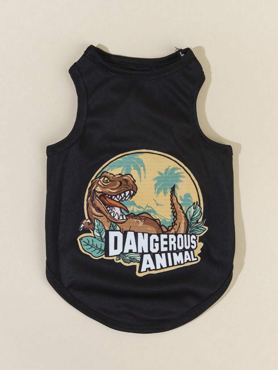 PETSIN 1入組恐龍印花寵物背心適用於狗狗和貓適合夏天