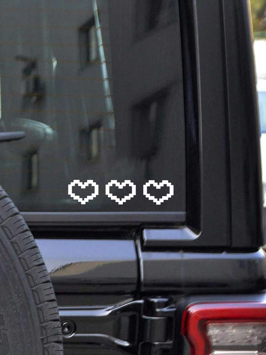 1sheet Heart Pattern Car Sticker - White - View 1