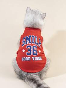 PETSIN 1入組字母圖案寵物背心適用於狗狗和貓適合夏天 - 彩色 - 查看 2