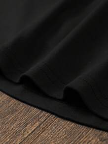 SHEIN LUNE 向日葵和蝴蝶印花 T 恤 图案 T 恤 女士上衣 - 黑色 - 查看 3