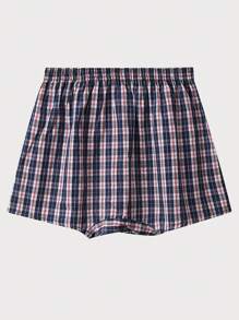 男士格紋印花平角內褲 - 彩色 - 查看 2