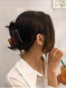 1入組女士琥珀色時尚方形髮爪 - 棕色 - 查看 2