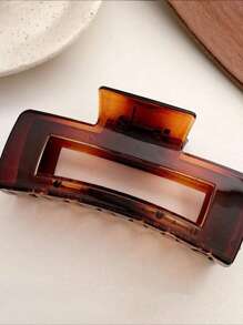 1入組女士琥珀色時尚方形髮爪 - 棕色 - 查看 4