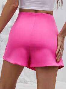 SHEIN Privé 高腰圍裹下擺裙裤 - 玫紅色 - 查看 2