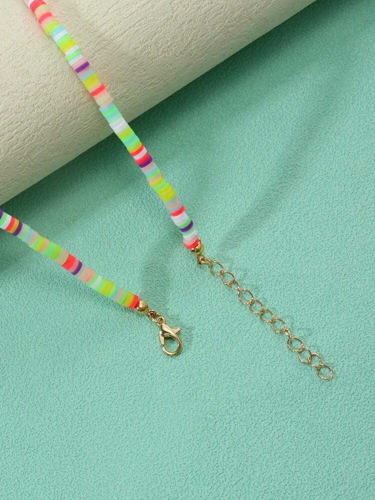 Color Block Beaded Necklace - Multicolor - View 4