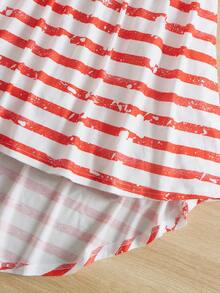 SHEIN Chicas Vestido de tirantes americana con estampado bajo irregular - Multicolor - Ver 4