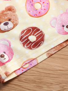 SHEIN Girls Cartoon & Slogan Graphic PJ Set - Multicolor - View 6