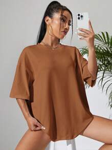 INAWLY Tricou supradimensionat cu umăr în jos, unisex