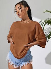 INAWLY Tricou supradimensionat cu umăr în jos, unisex