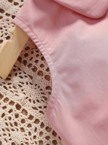SHEIN Young Girl Ruffle Hem Button Front Sleeveless Shirt - Baby Pink - View 4