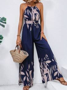 EMERY ROSE Áo liền quần nữ Thắt lưng Buộc lại Thực vật Giải trí - Màu xanh hải quân - Xem 5