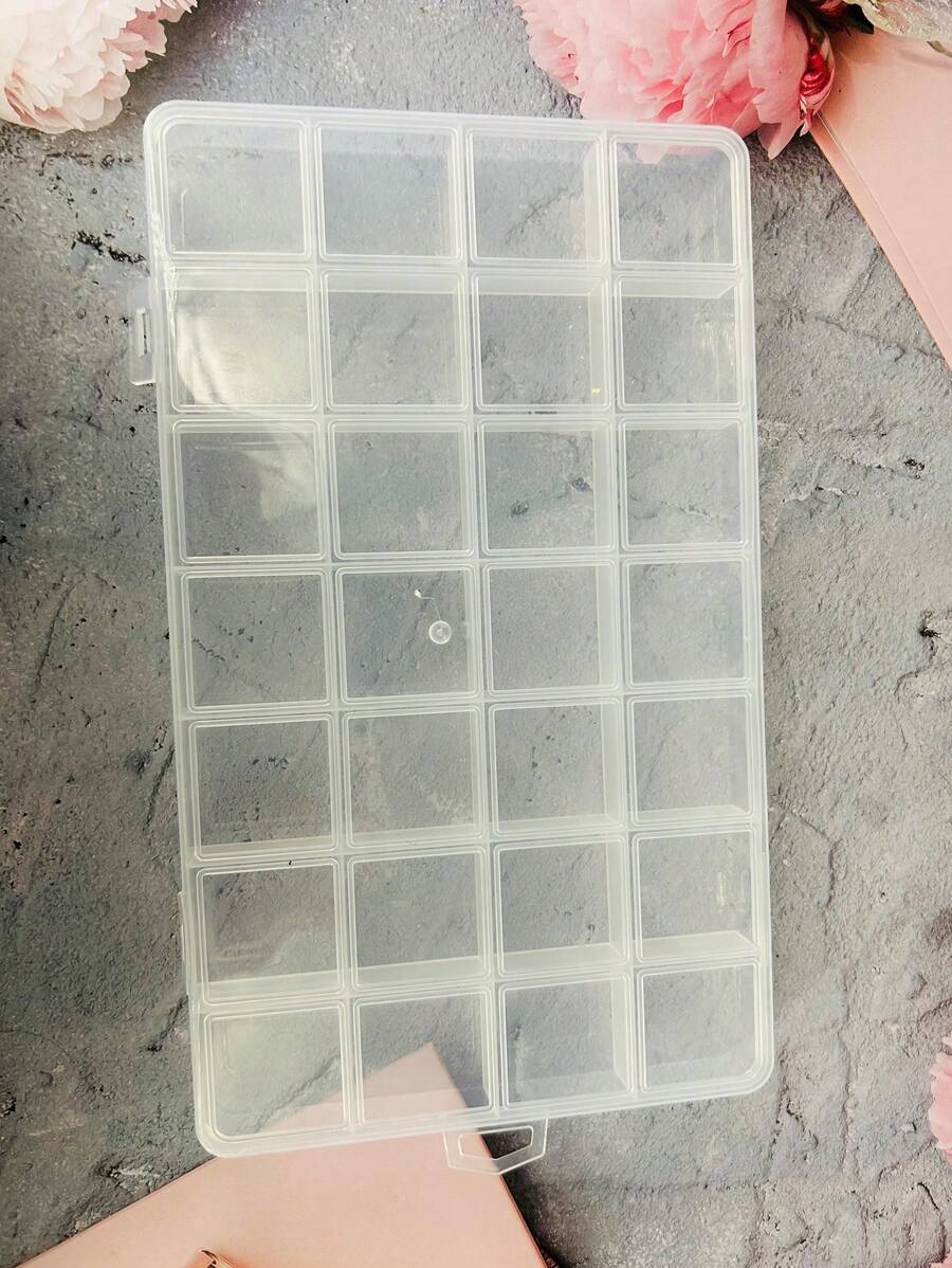 1入組28格透明珠寶DIY配件收納盒，適用於戒指、項鍊 - 無色 - 查看 1