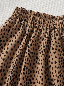 SHEIN 小女童滿版印花紙袋腰喇叭半身裙 - 彩色 - 查看 3