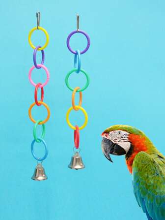 1入組鈴鐺裝飾戒指設計隨機鸚鵡玩具適用於鳥適用於玩