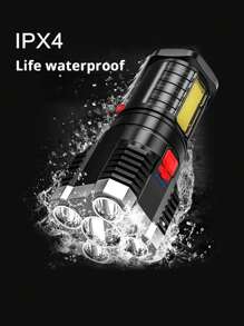 1入組塑膠LED大功率戶外可充電防水步行手電筒 - 白色 - 查看 6