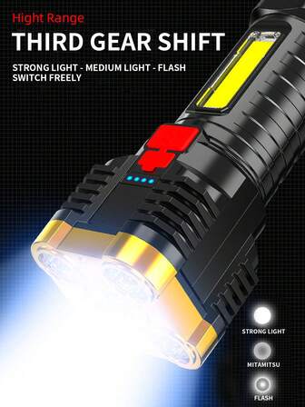 1入組塑膠LED大功率戶外可充電防水步行手電筒