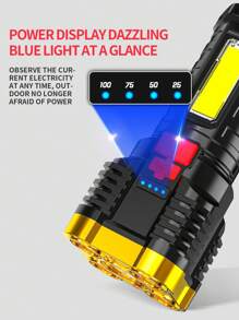 1入組塑膠LED大功率戶外可充電防水步行手電筒 - 白色 - 查看 5