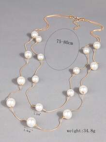 1 Miếng Đúng mốt Đơn giản Đen Và Đỏ  Kết cườm Dài Chuỗi Đối với phụ nữ - trắng - Xem 3